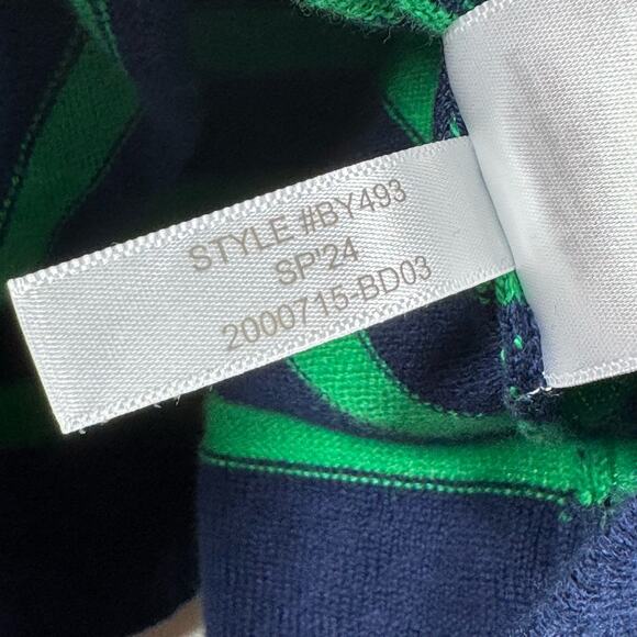 J.CREW Cotton Teddie Sweater Women's S Navy Blue Kelly Green Stripes Preppy Boat - Picture 10 of 12